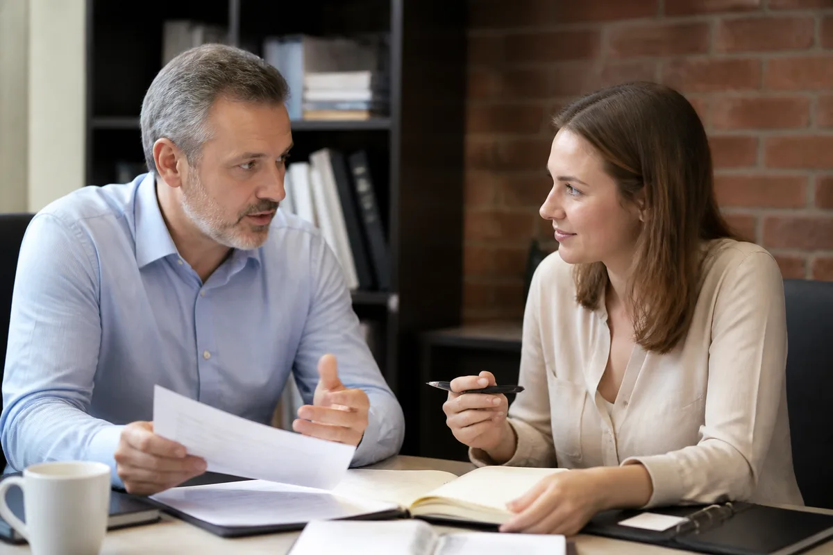Manager échangeant avec une collaboratrice dans un espace de travail réel pour reconnaître son travail sans prime